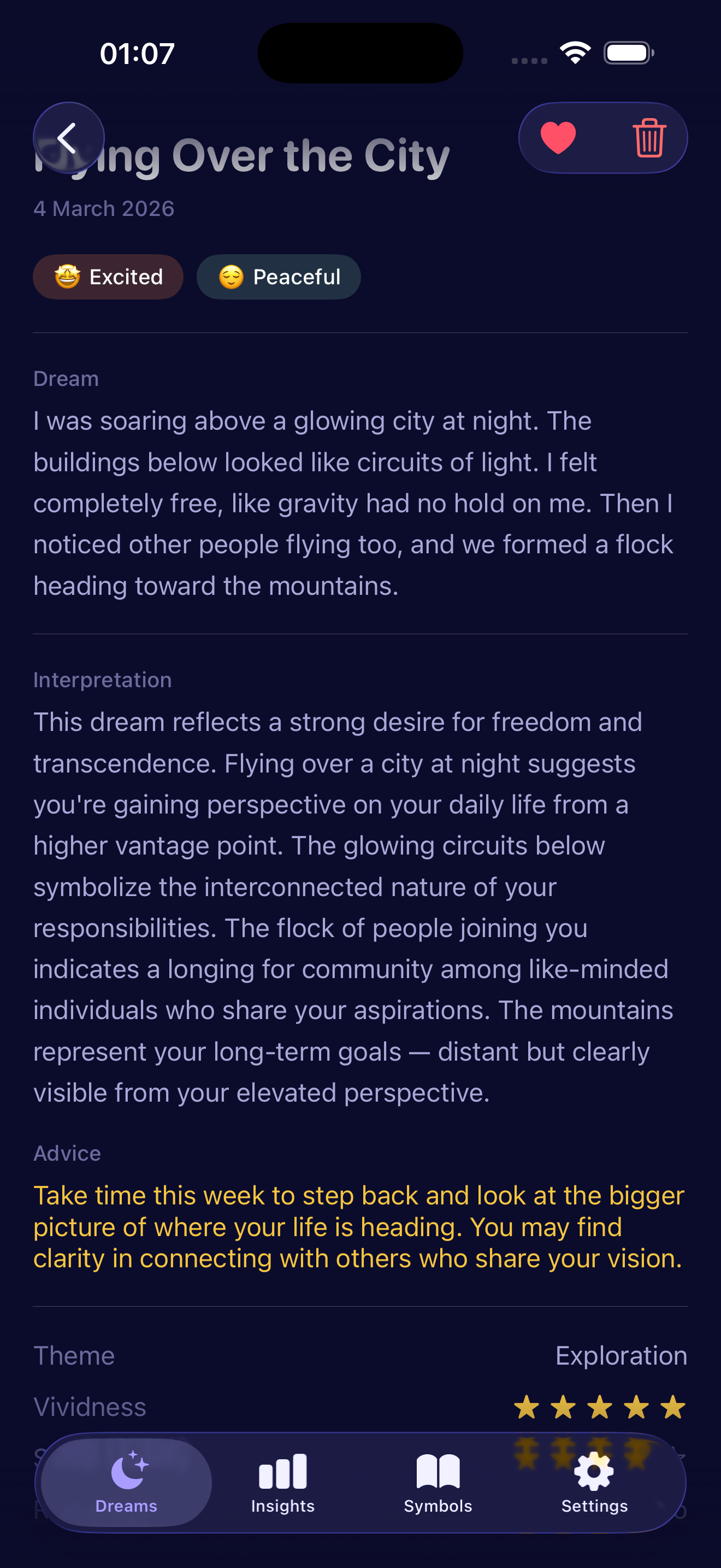 AI dream interpretation result